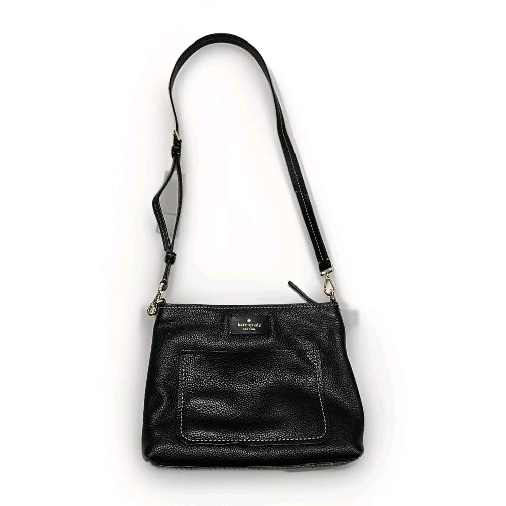 Kate Spade NY Leather Domed Crossbody Shoulder Handbag Purse Logo Classic Black